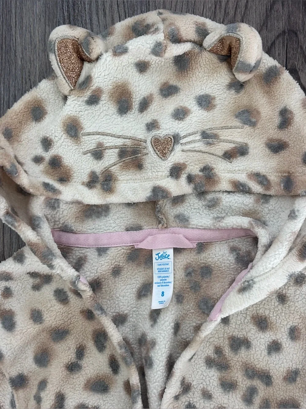 Justice Little girls Leopard Fleece Robe size 8